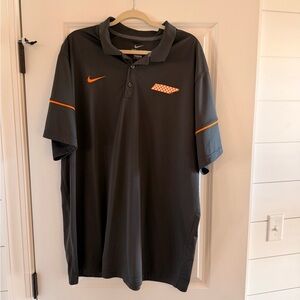 Nike Men's Dark Gray Polo with Orange Details
